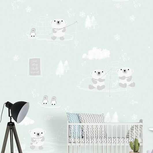 Kay&Liv - 1203108 - arctic groen Wandbild Vlies - 4 Panels à 0,50m x 3,00