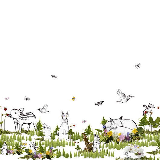 REBEL WALLS 1222750DP The Rabbits Playground - indiv. Digitaldruck, Motiv fortsetzbar