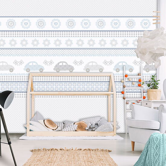 Kay&Liv - 1203092 - boys r boys blauw Wandbild Vlies - 4 Panels à 0,50m x 3,00