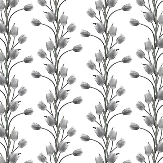 REBEL WALLS 1222526DP La Vie En Tulipe, White - indiv. Digitaldruck, Motiv fortsetzbar