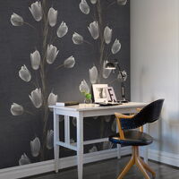 REBEL WALLS 1222525DP La Vie En Tulipe, Black - indiv. Digitaldruck, Motiv fortsetzbar