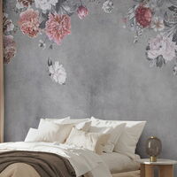 DIGITALE IMPRESSIONEN II 1364542DP - Vintage Flower Wall - Grey - indiv. Digitaldruck auf Vlies, Bahnenbreite 45cm