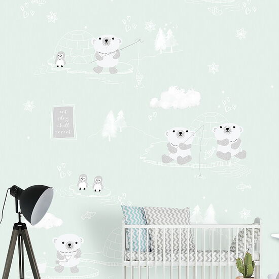 Kay&Liv - 1203108 - arctic groen Wandbild Vlies - 4 Panels à 0,50m x 3,00