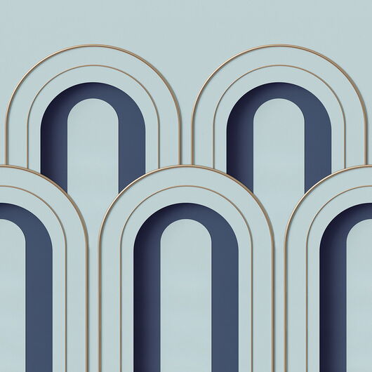 REBEL WALLS 1222883DP Arch Deco, Blue - indiv. Digitaldruck, Motiv fortsetzbar
