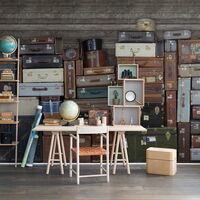 REBEL WALLS 1222678DP Stacked Suitcases - indiv. Digitaldruck, Motiv fortsetzbar
