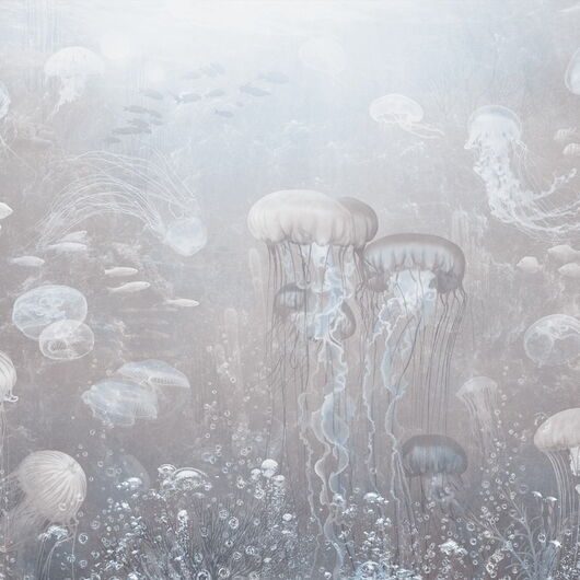 DIGITALE IMPRESSIONEN II 1364533DP - Jellyfish Garden - Sepia - indiv. Digitaldruck auf Vlies, Bahnenbreite 45cm