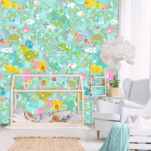 Kay&Liv - 1203089 - secret garden Wandbild Vlies - 4 Panels à 0,50m x 3,00