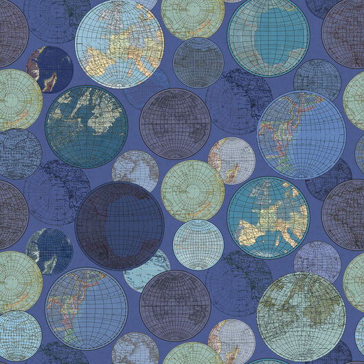 REBEL WALLS 1208803DP Globes Gathering, Blue - indiv. Digitaldruck, Motiv fortsetzbar