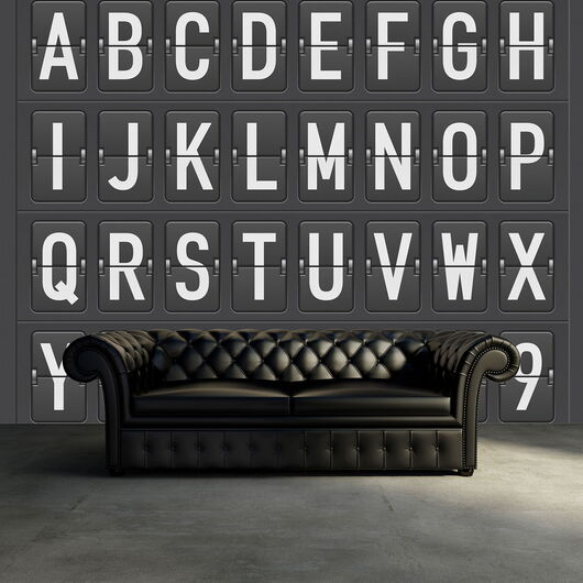 REBEL WALLS 1222448DP Departure Alphabet - indiv. Digitaldruck, Motiv fortsetzbar