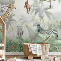 DIGITALE IMPRESSIONEN II 1364581DP - Jungle Friends with Jungle Background - indiv. Digitaldruck auf Vlies, Bahnenbreite 45cm