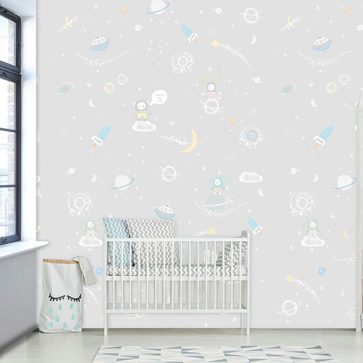 Kay&Liv - 1203102 - galaxy grijs Wandbild Vlies - 4 Panels à 0,50m x 3,00