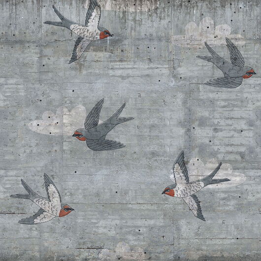 REBEL WALLS 1240346DP Concrete Art, Swallow - indiv. Digitaldruck, Motiv fortsetzbar