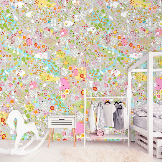 Kay&Liv - 1203090 - secret garden Wandbild Vlies - 4 Panels à 0,50m x 3,00