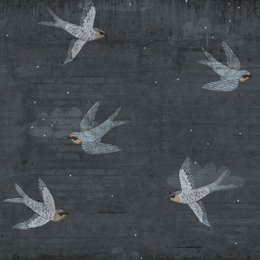 REBEL WALLS 1240347DP Concrete Art, Night Swallow - indiv. Digitaldruck, Motiv fortsetzbar