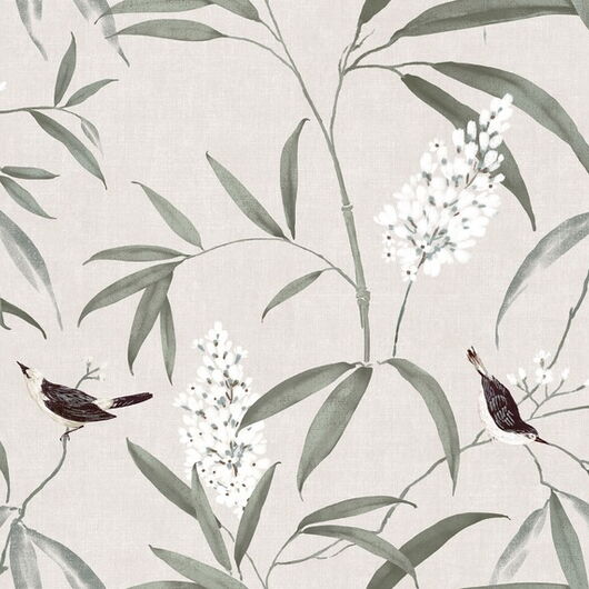 DIGITALE IMPRESSIONEN II 1364590DP - Perched Birds - Green - indiv. Digitaldruck auf Vlies, Bahnenbreite 45cm