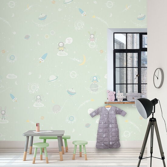 Kay&Liv - 1203103 - galaxy groen Wandbild Vlies - 4 Panels à 0,50m x 3,00