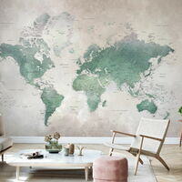 DIGITALE IMPRESSIONEN II 1364606DP - World Map - Emerald - indiv. Digitaldruck auf Vlies, Bahnenbreite 45cm
