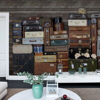 REBEL WALLS 1222678DP Stacked Suitcases - indiv. Digitaldruck, Motiv fortsetzbar