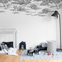 REBEL WALLS 1222744DP Cotton Skies, Black - indiv. Digitaldruck, Motiv fortsetzbar