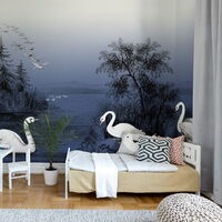 REBEL WALLS 1222897DP Swan Lake, Nightfall - indiv. Digitaldruck, Motiv fortsetzbar