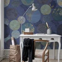 REBEL WALLS 1208803DP Globes Gathering, Blue - indiv. Digitaldruck, Motiv fortsetzbar
