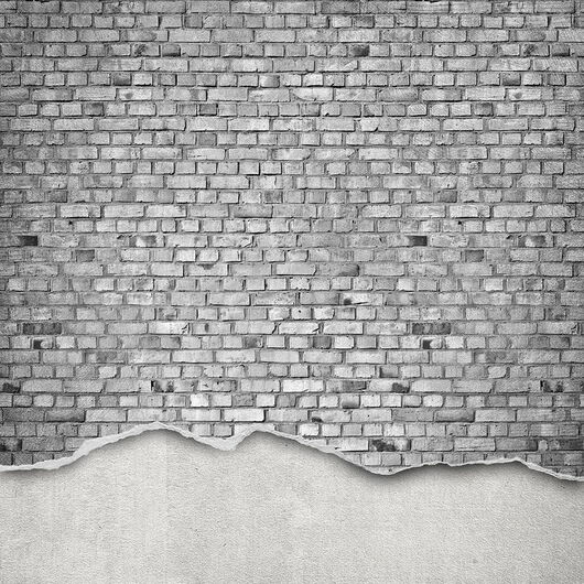 REBEL WALLS 1247001DP Well-Worn Brick Wall, white - indiv. Digitaldruck, Motiv fortsetzbar