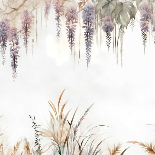 DIGITALE IMPRESSIONEN II 1364558DP - Wisteria and Field Grasses - indiv. Digitaldruck auf Vlies, Bahnenbreite 45cm